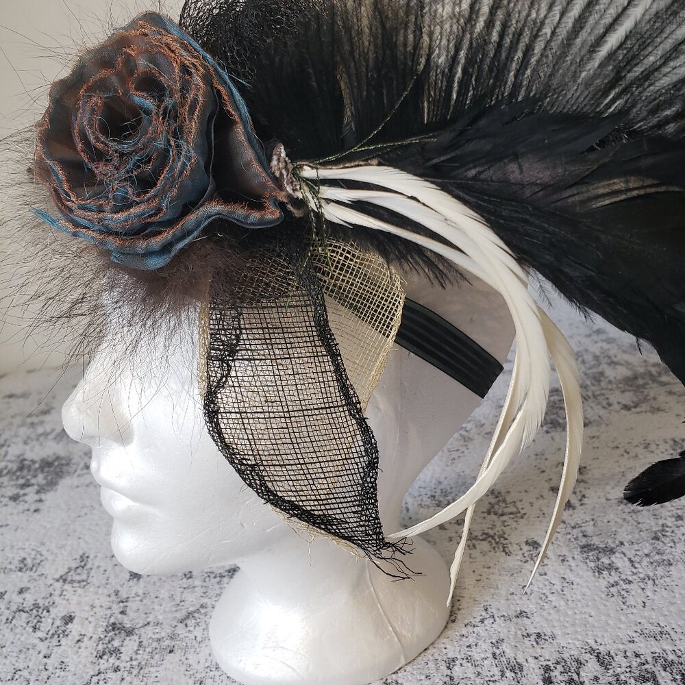 One of a Kind Handmade Custom Feather Head Piece Fascinator